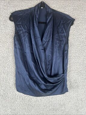 Slipintosoft Sleeveless Wrap Ruched 100% Pure 19MM Silk Top Size S